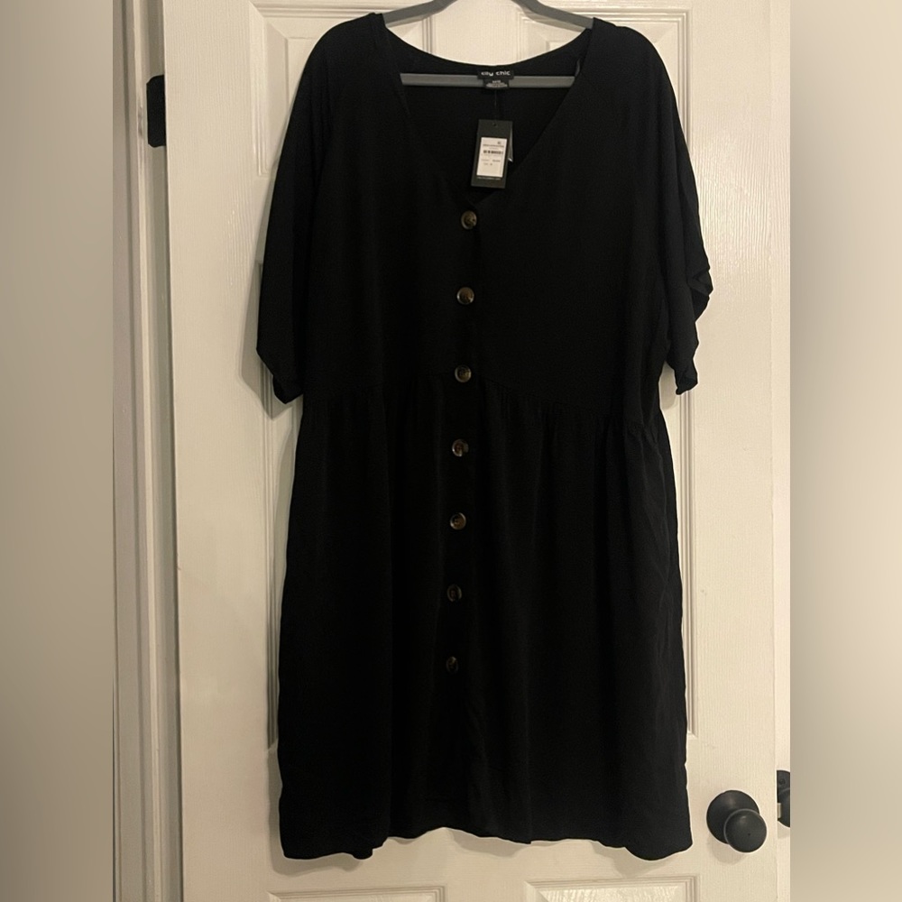 Black Button down City Chic Dress